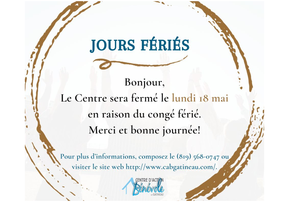 AVIS DE FERMETURE - congé férié 